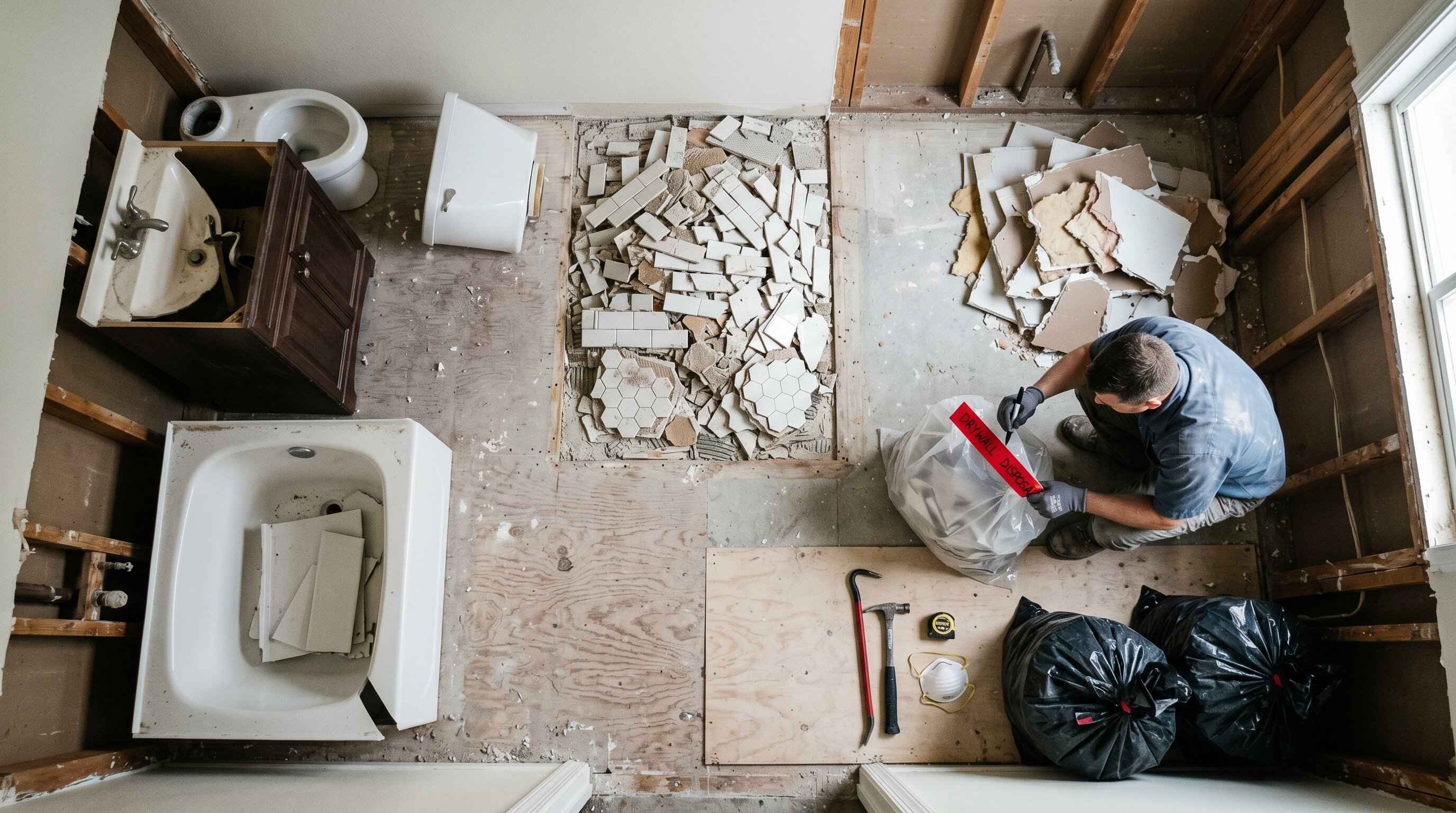 Topdown bathroom demolition