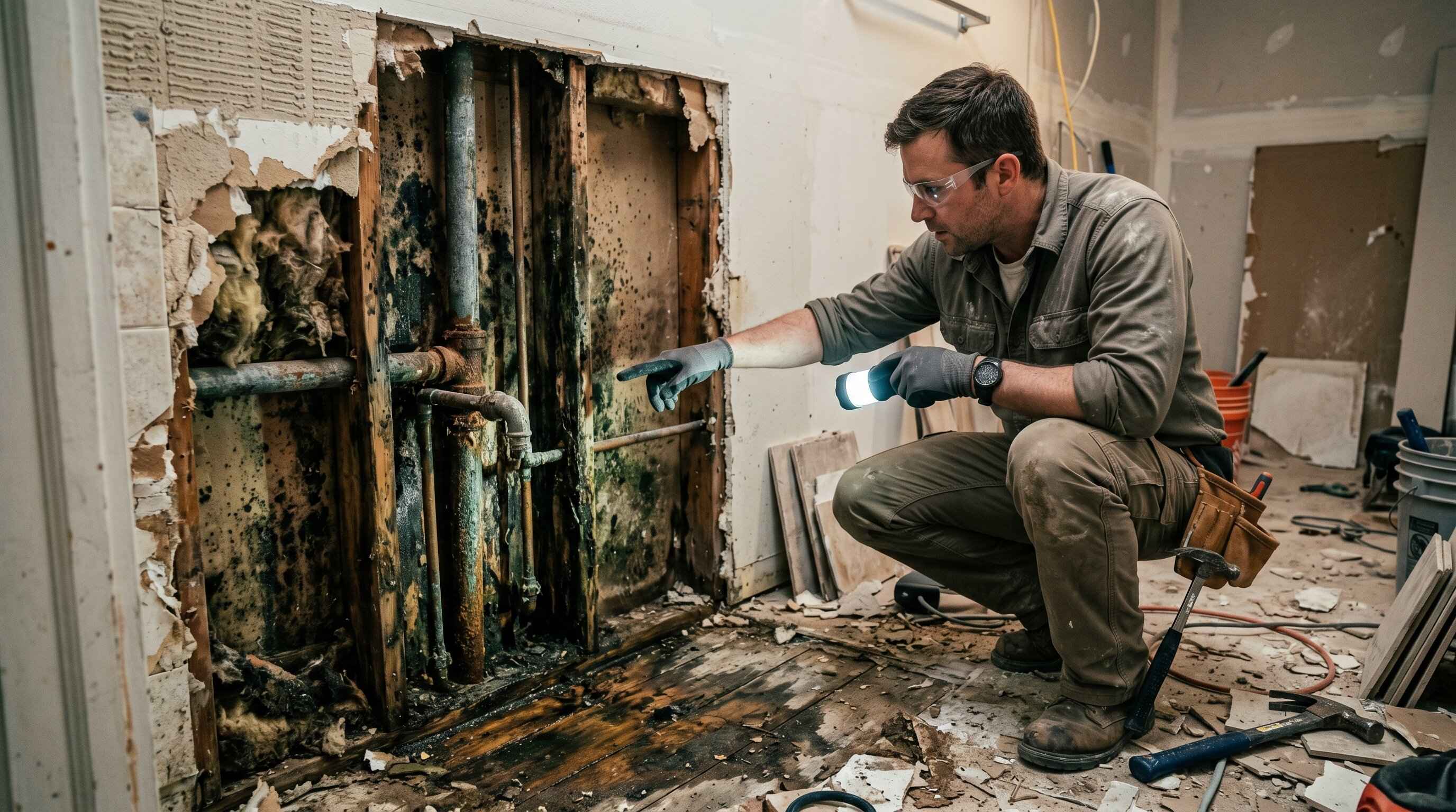 Demolition reveals water damage