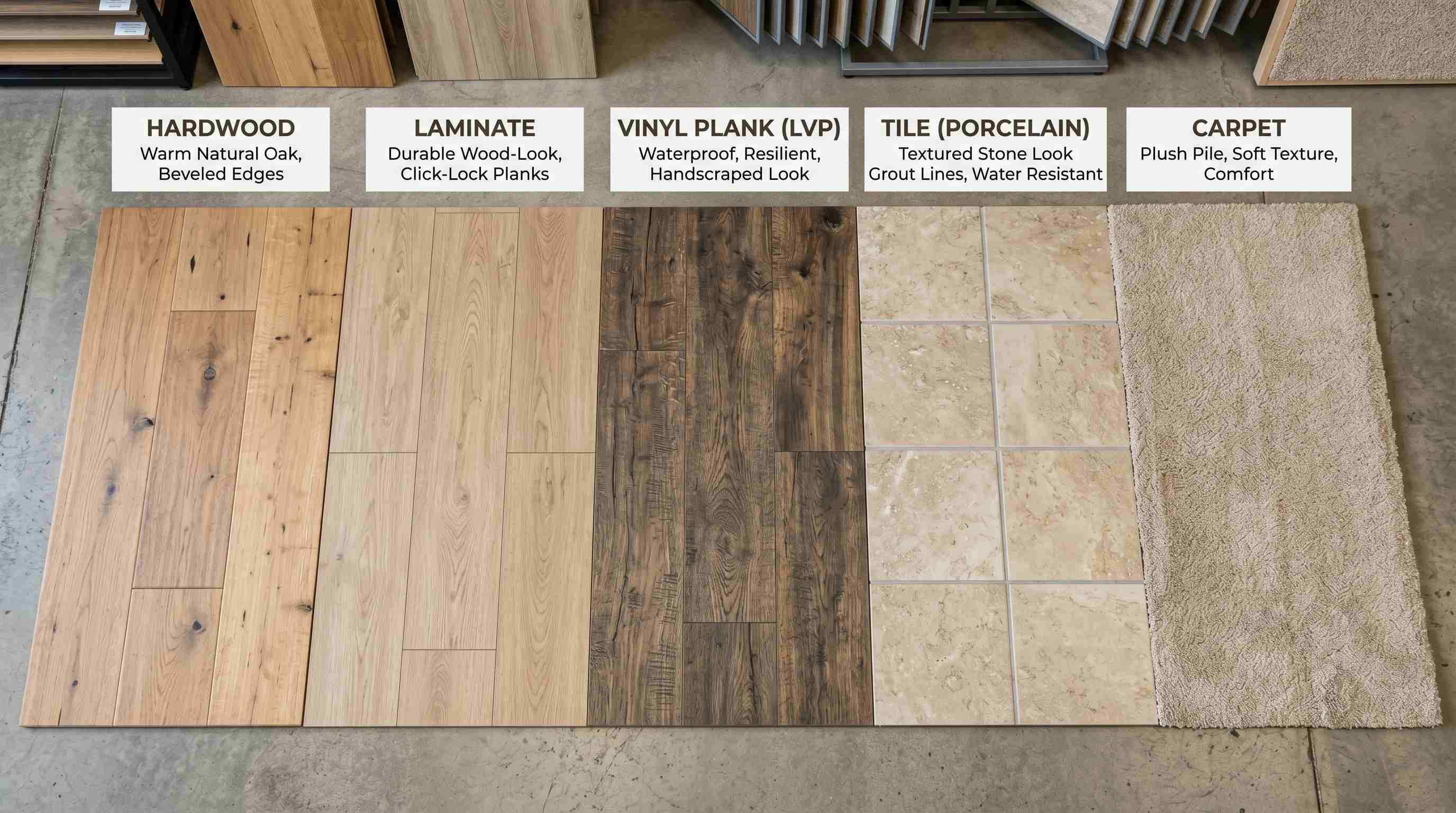 Different flooring materials